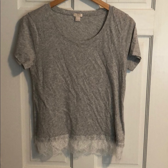 J. Crew Short Sleeve Shirt with Lace Hem - Picture 2 of 5